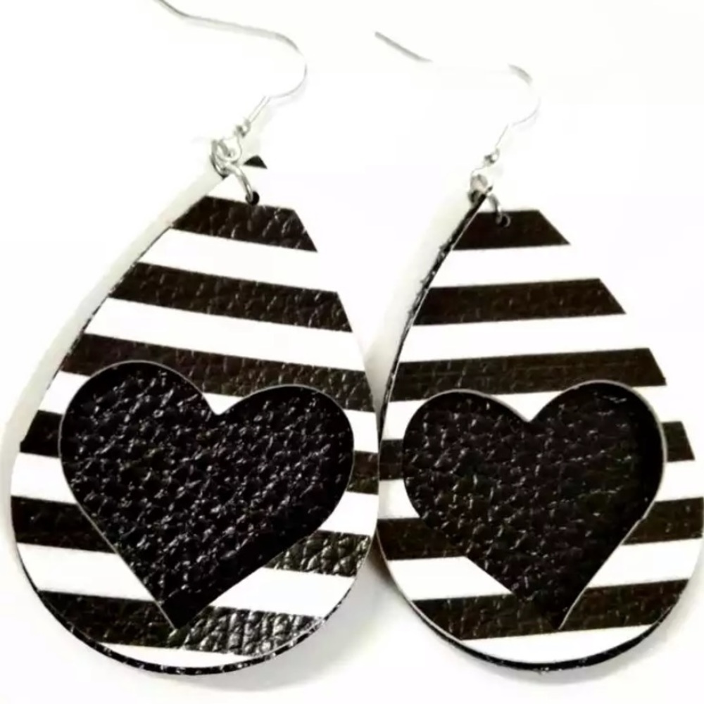 New Teardrop Leather Dangle Earrings